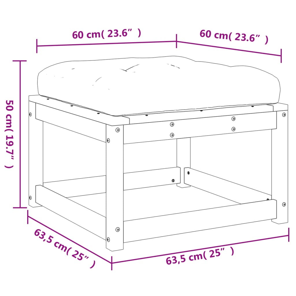 Vrtni tabure s jastucima voštano smeđi od masivne borovine