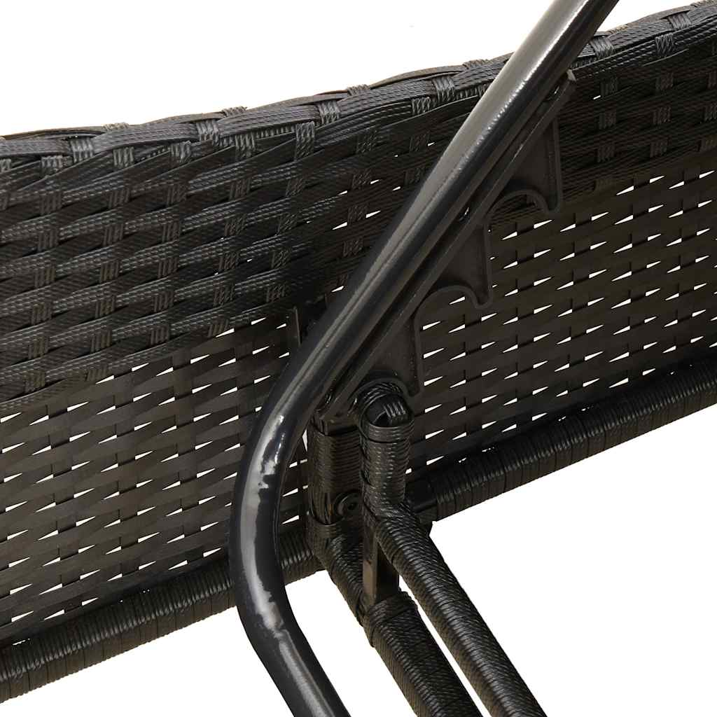 Ležaljka za sunčanje s jastukom crna 60x205x73 cm poli ratan