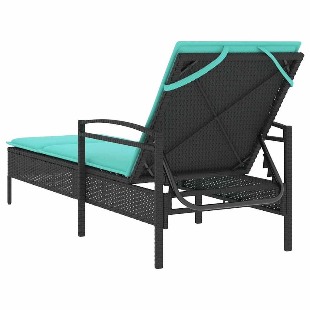 | Ležaljka | s jastukom 1-osoba Crna 63 x 200 x 81 cm poliratan