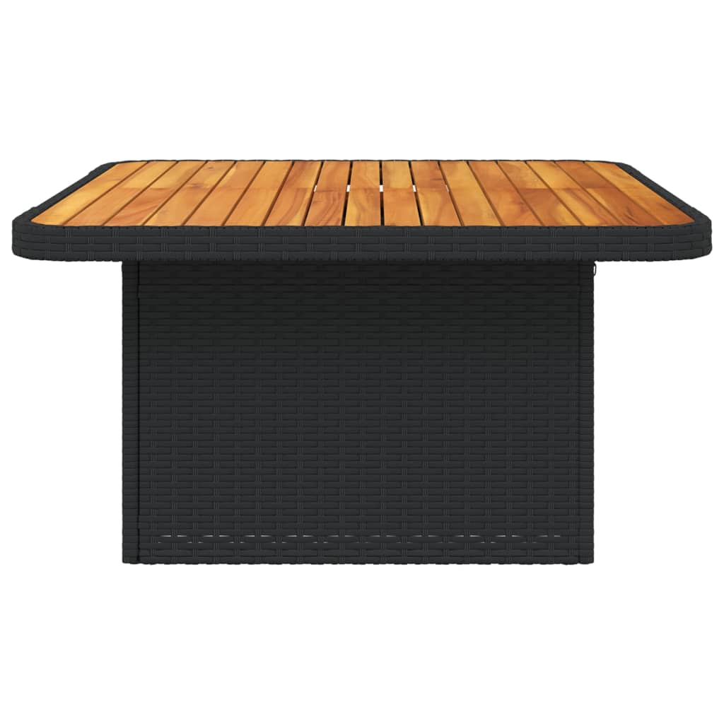 Vrtni stol crni 80 x 80 x 71 cm od poliratana i bagremovog drva