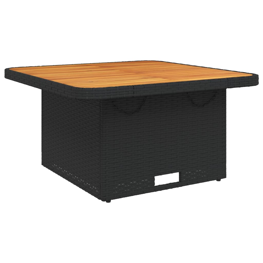 Vrtni stol crni 80 x 80 x 71 cm od poliratana i bagremovog drva