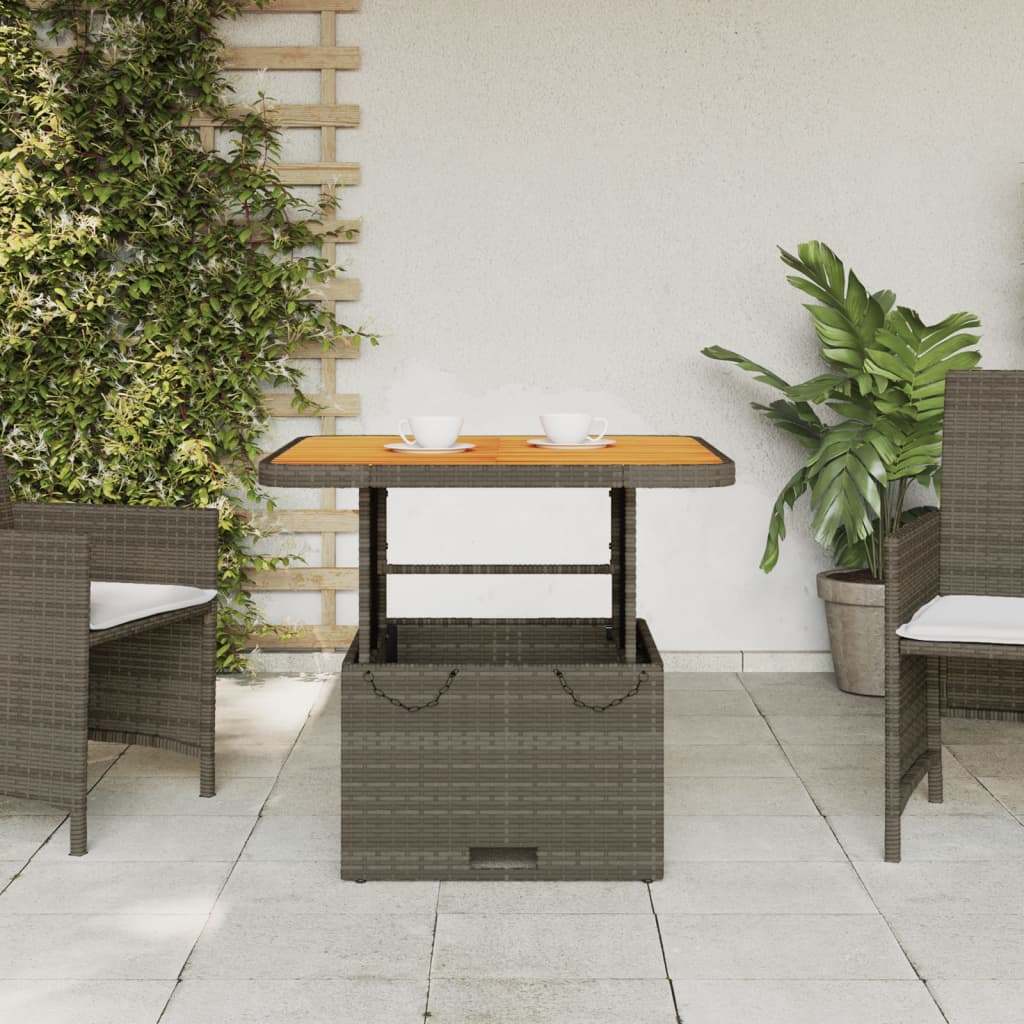 Vrtni stol sivi 80 x 80 x 71 cm od poliratana i bagremovog drva
