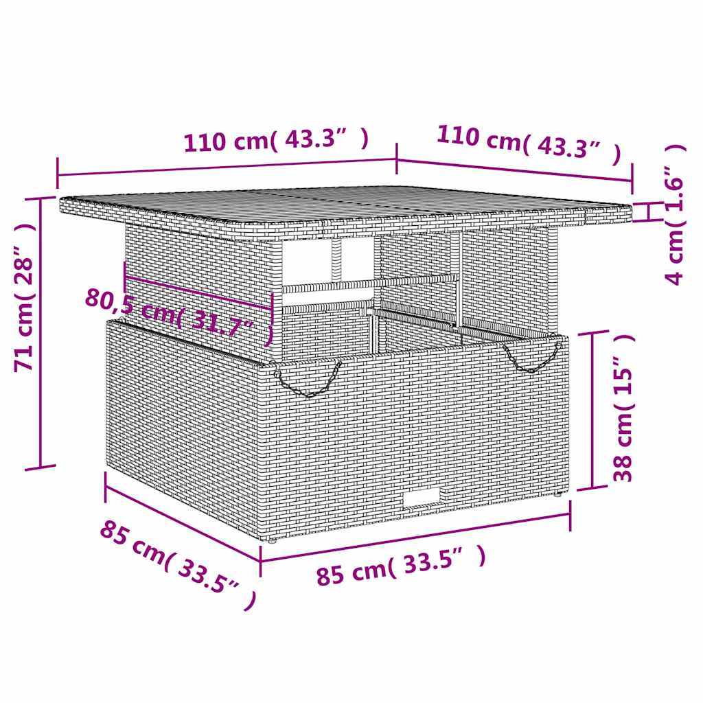 Vrtni stol bež 110 x 110 x 71 cm od poliratana i drva bagrema