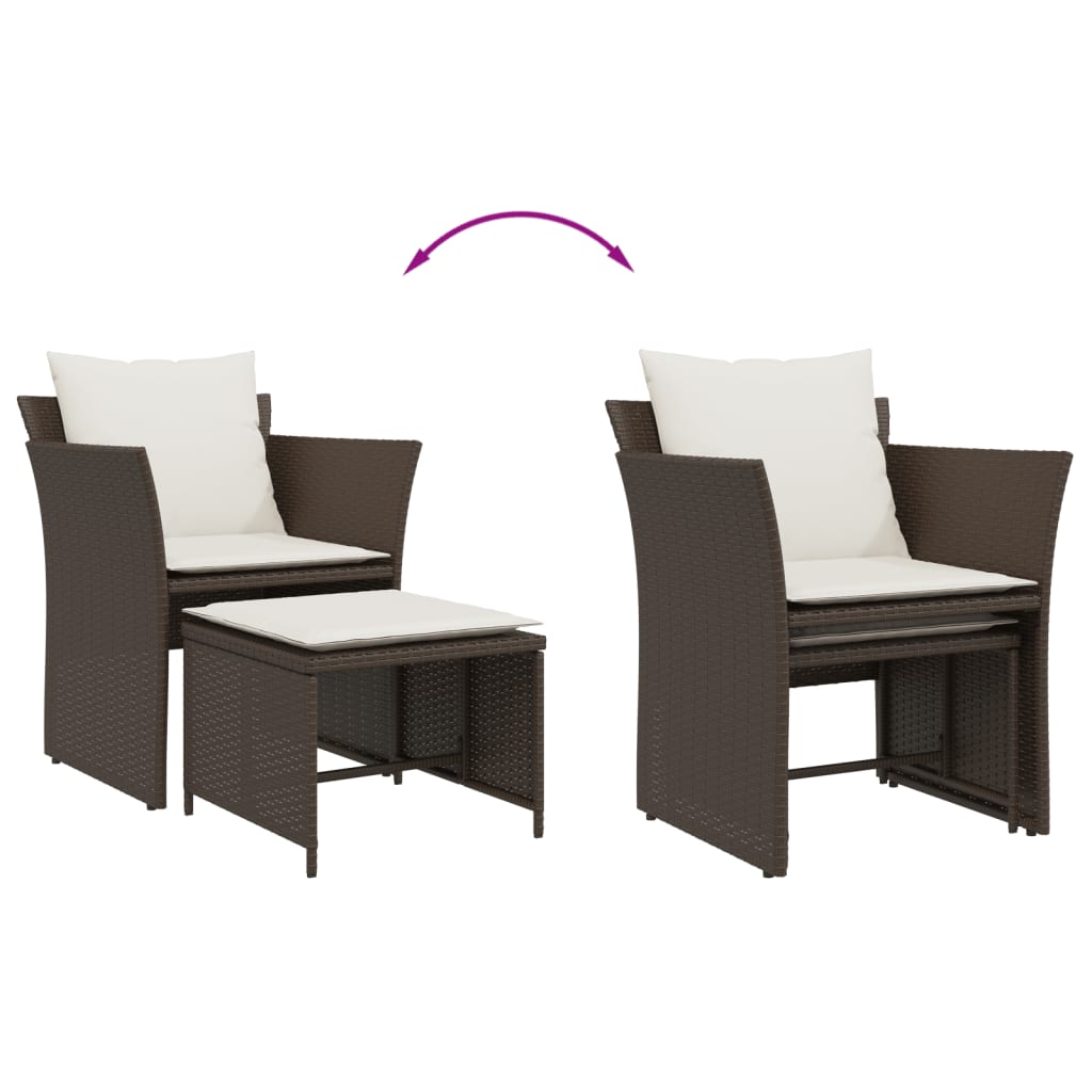 Vrtna stolica s osloncem za noge smeđa od poliratana