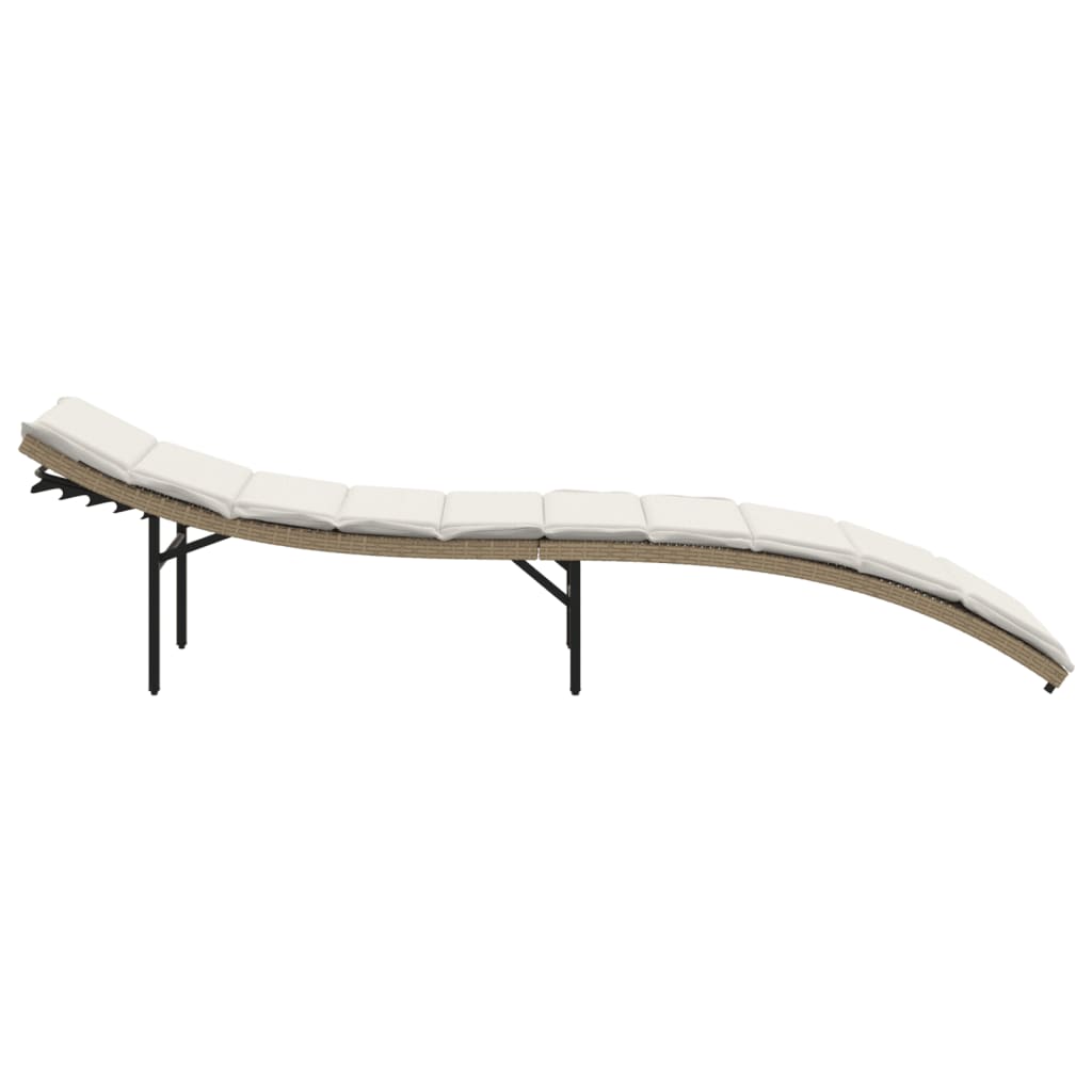 Ležaljka za sunčanje s jastukom bež 55 x 199 x 50 cm poliratan