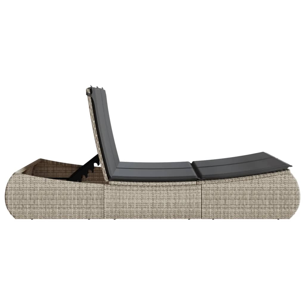Dupla ležaljka za sunčanje s jastucima svijetlosiva poliratan