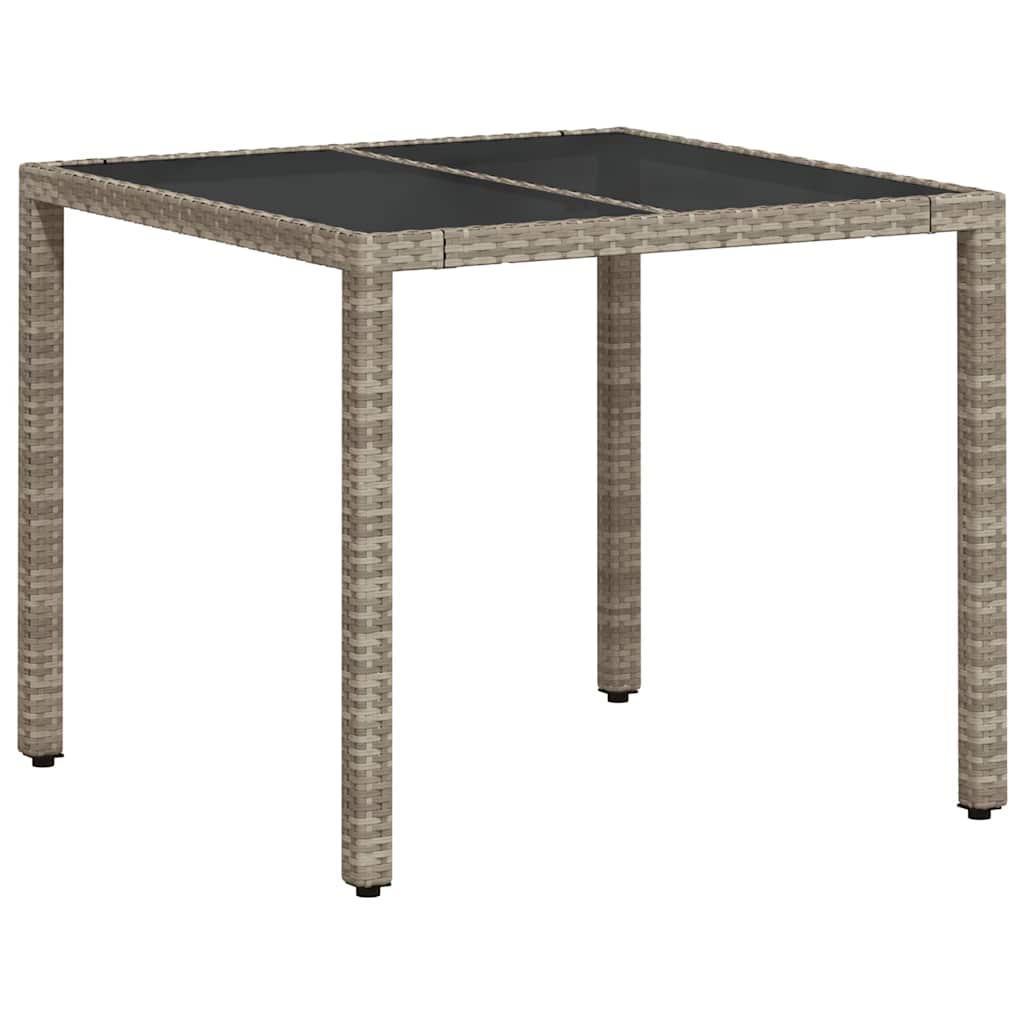 Vrtni stol sa staklenom pločom sivi 90x90x75 cm od poliratana