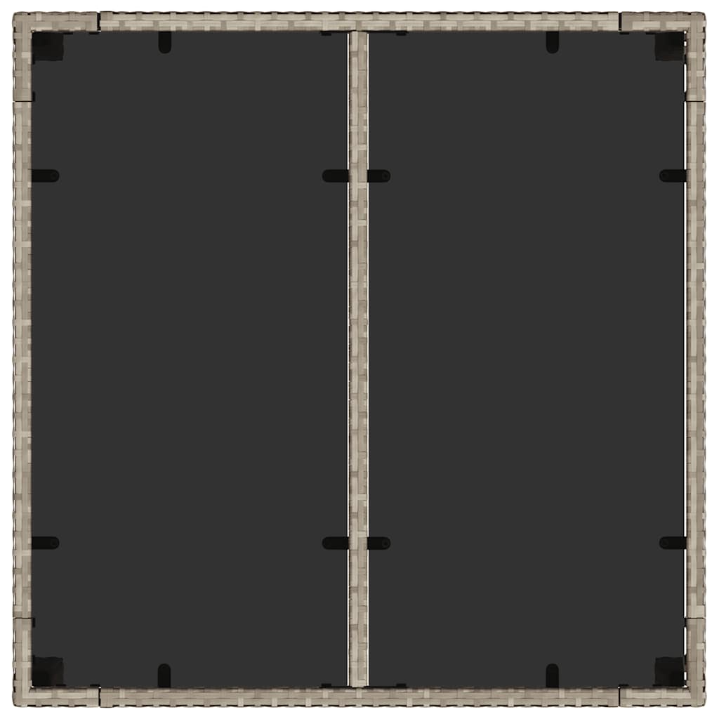 Vrtni stol sa staklenom pločom sivi 90x90x75 cm od poliratana