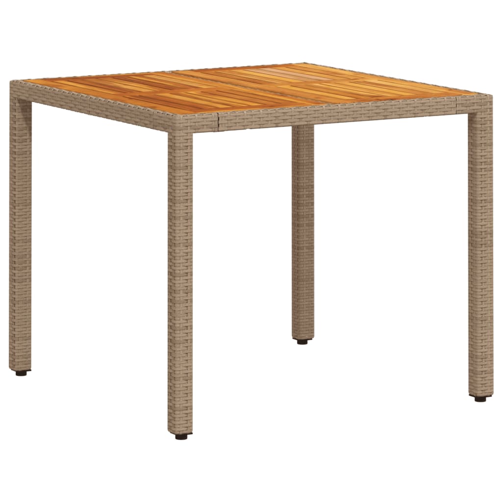 Vrtni stol bež 90 x 90 x 75 cm od poliratana i bagremovog drva