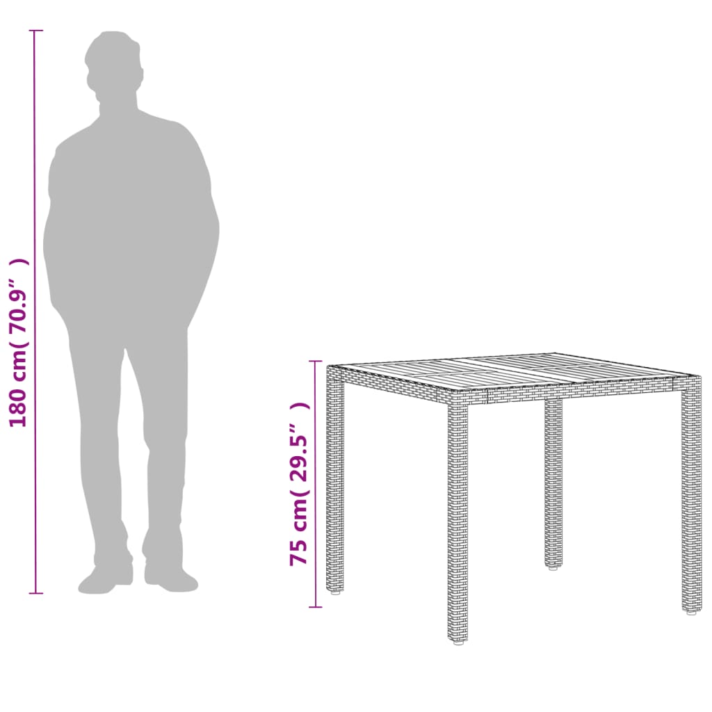 Vrtni stol bež 90 x 90 x 75 cm od poliratana i bagremovog drva
