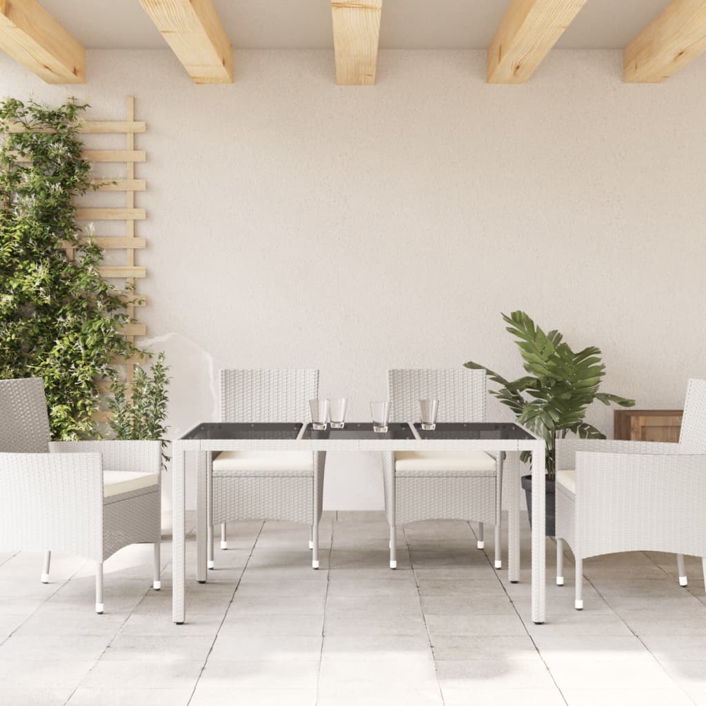 Vrtni stol sa staklenom pločom bijeli 150x90x75 cm poliratan