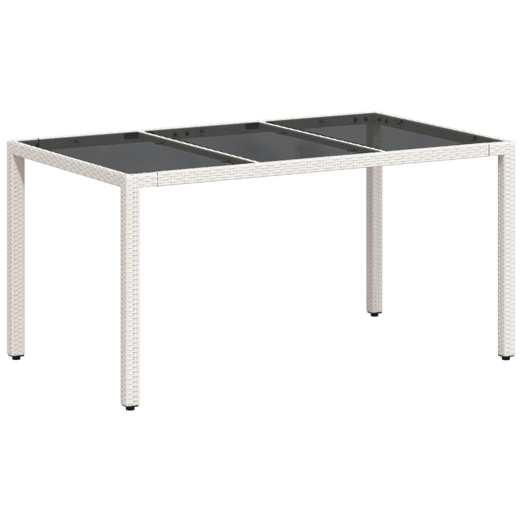 Vrtni stol sa staklenom pločom bijeli 150x90x75 cm poliratan