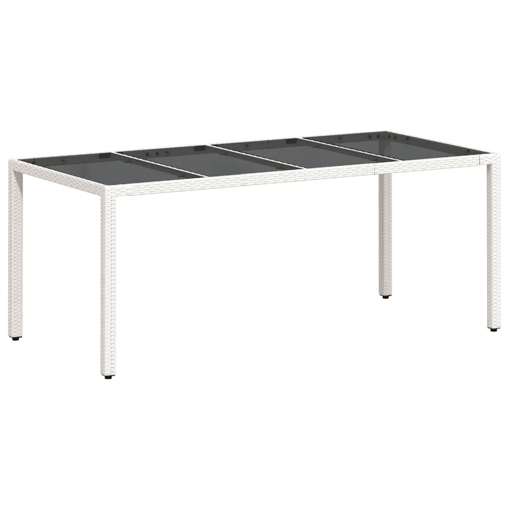 Vrtni stol sa staklenom pločom bijeli 190x90x75 cm poliratan