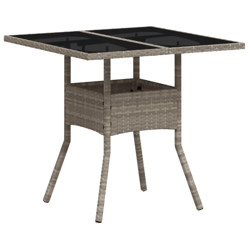Vrtni stol sa staklenom pločom sivi 80 x 80 x 75 cm poliratan