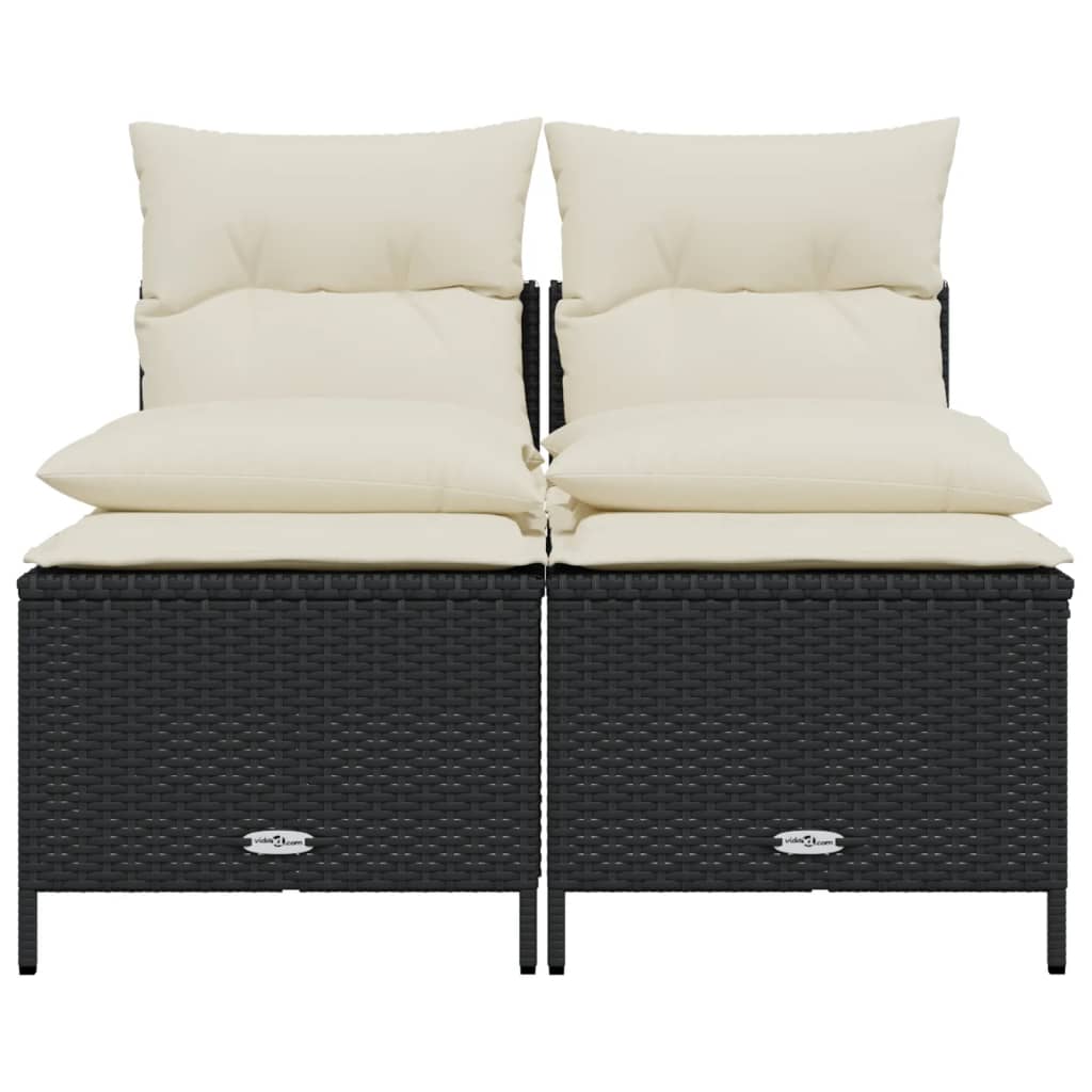 4-dijelni set vrtnih sofa od poliratana s jastucima crni