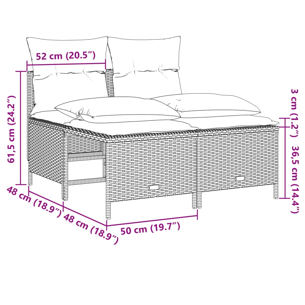 4-dijelni set vrtnih sofa od poliratana s jastucima sivi