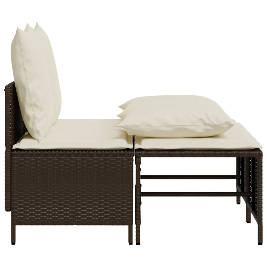 4-dijelni set vrtnih sofa od poliratana s jastucima smeđi