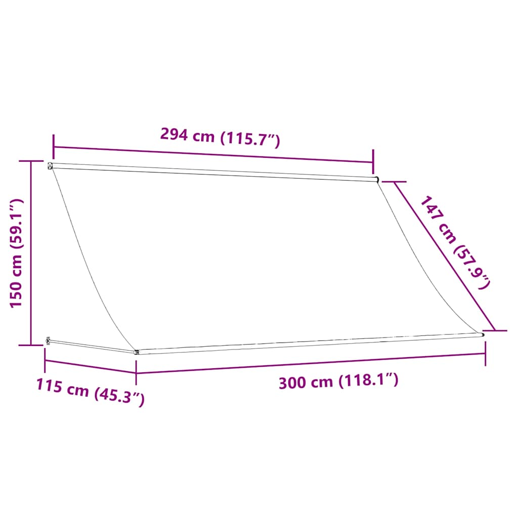 Tenda na uvlačenje antracit 300 x 150 cm od tkanine i čelika