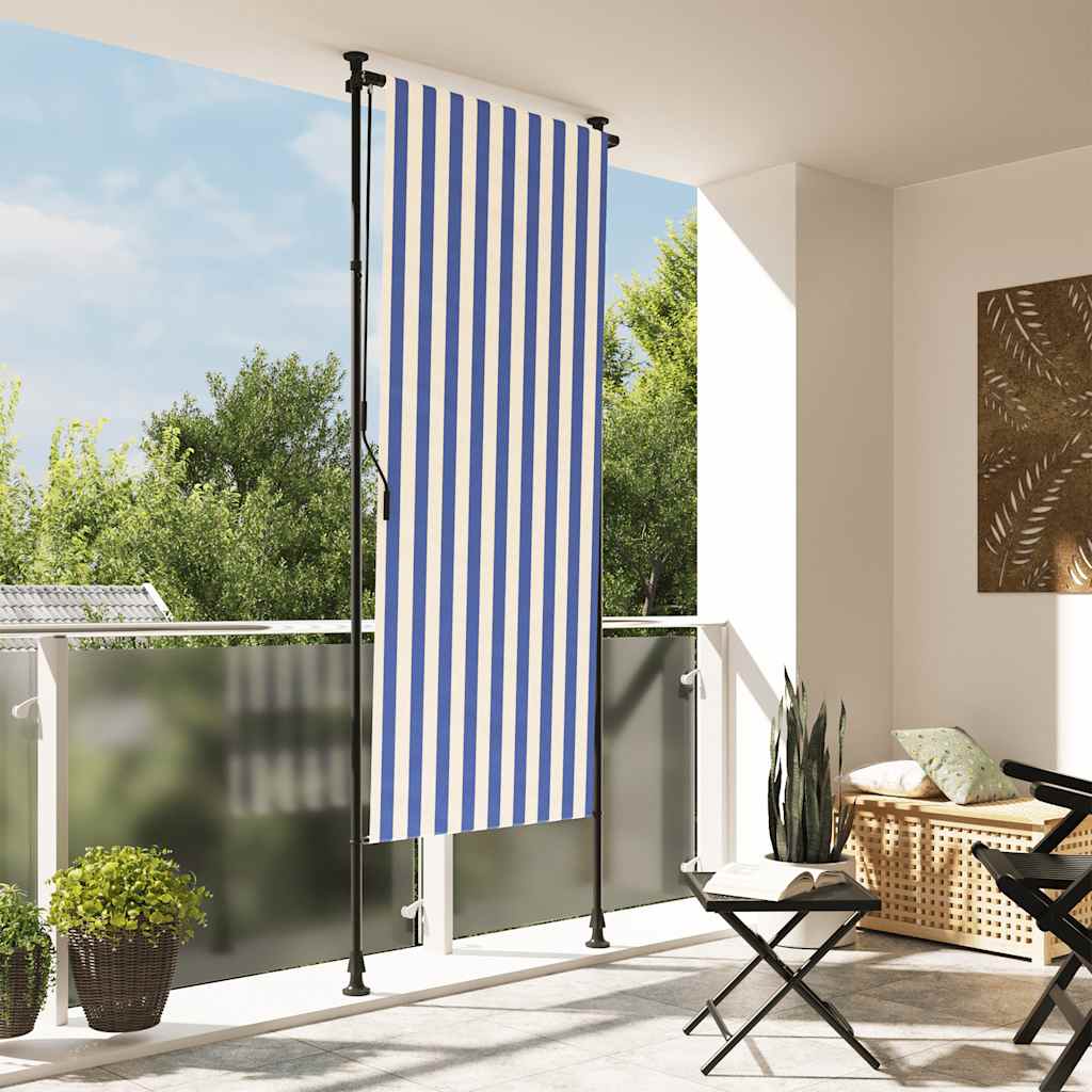 Vanjska roleta plavo-bijela 100 x 270 cm od tkanine i čelika