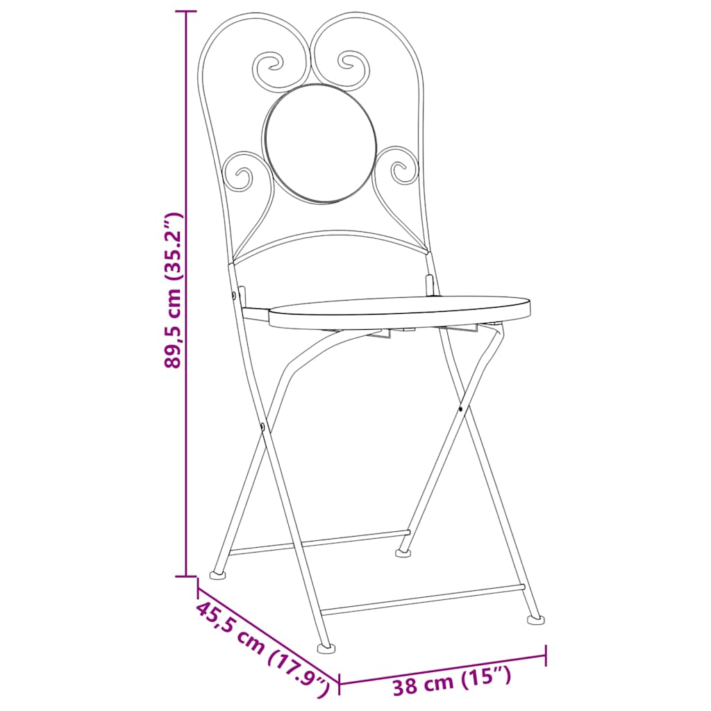 Bistro set s mozaikom plavo-bijeli od željeza i keramike