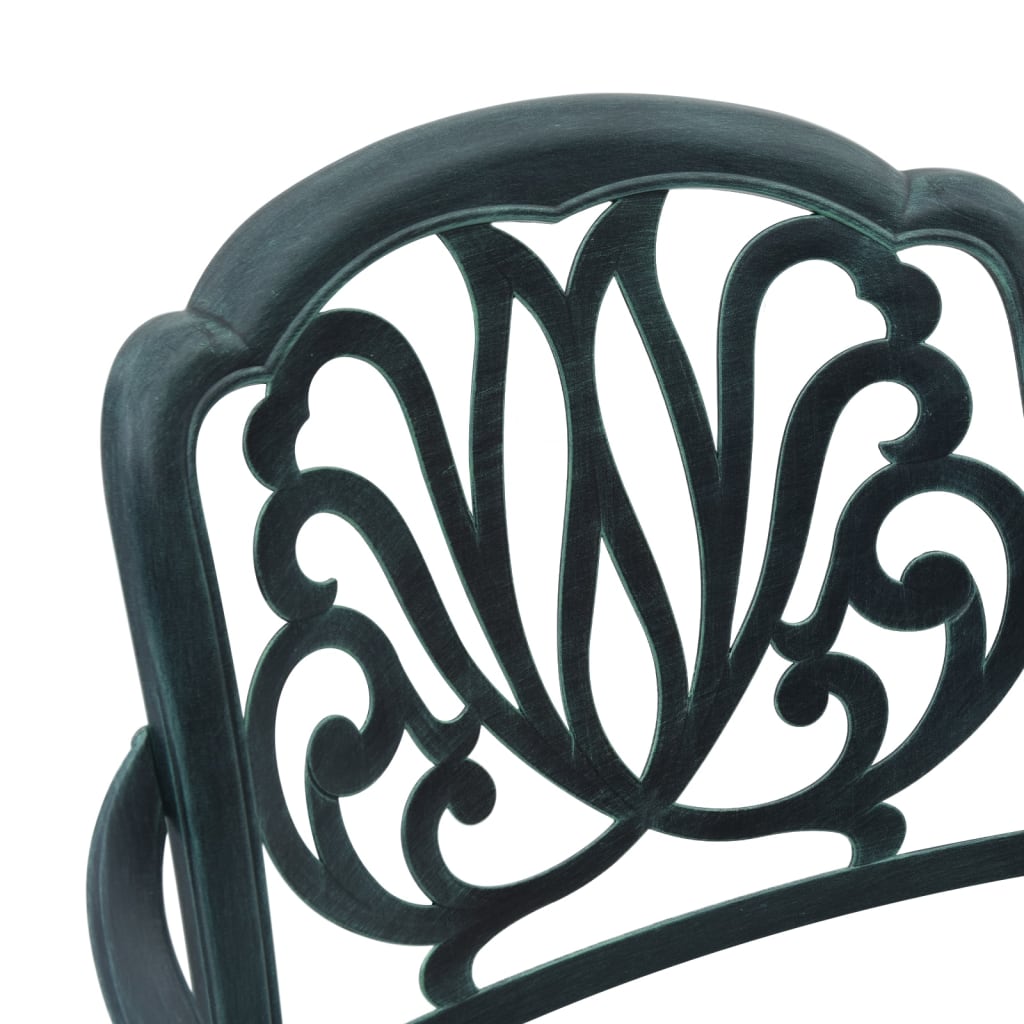 3-dijelni bistro set zeleni od lijevanog aluminija