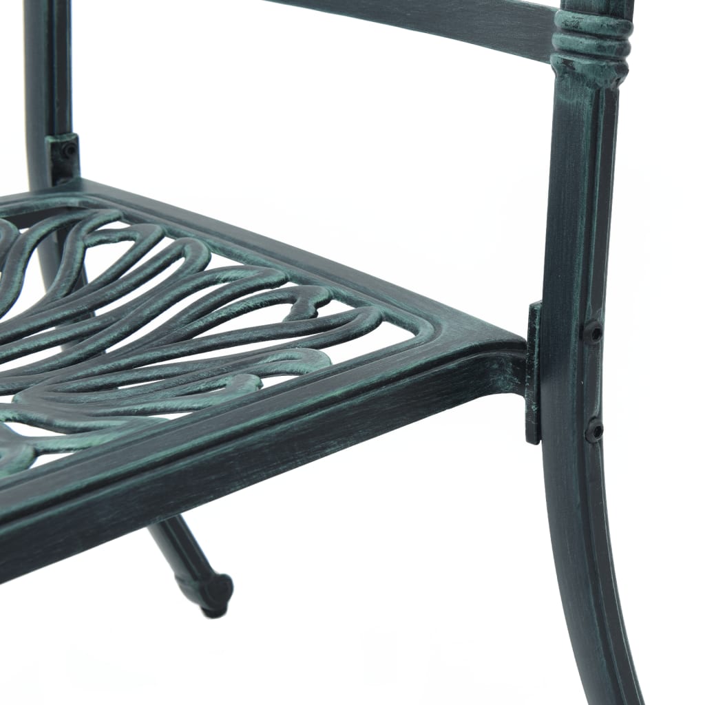 3-dijelni bistro set zeleni od lijevanog aluminija