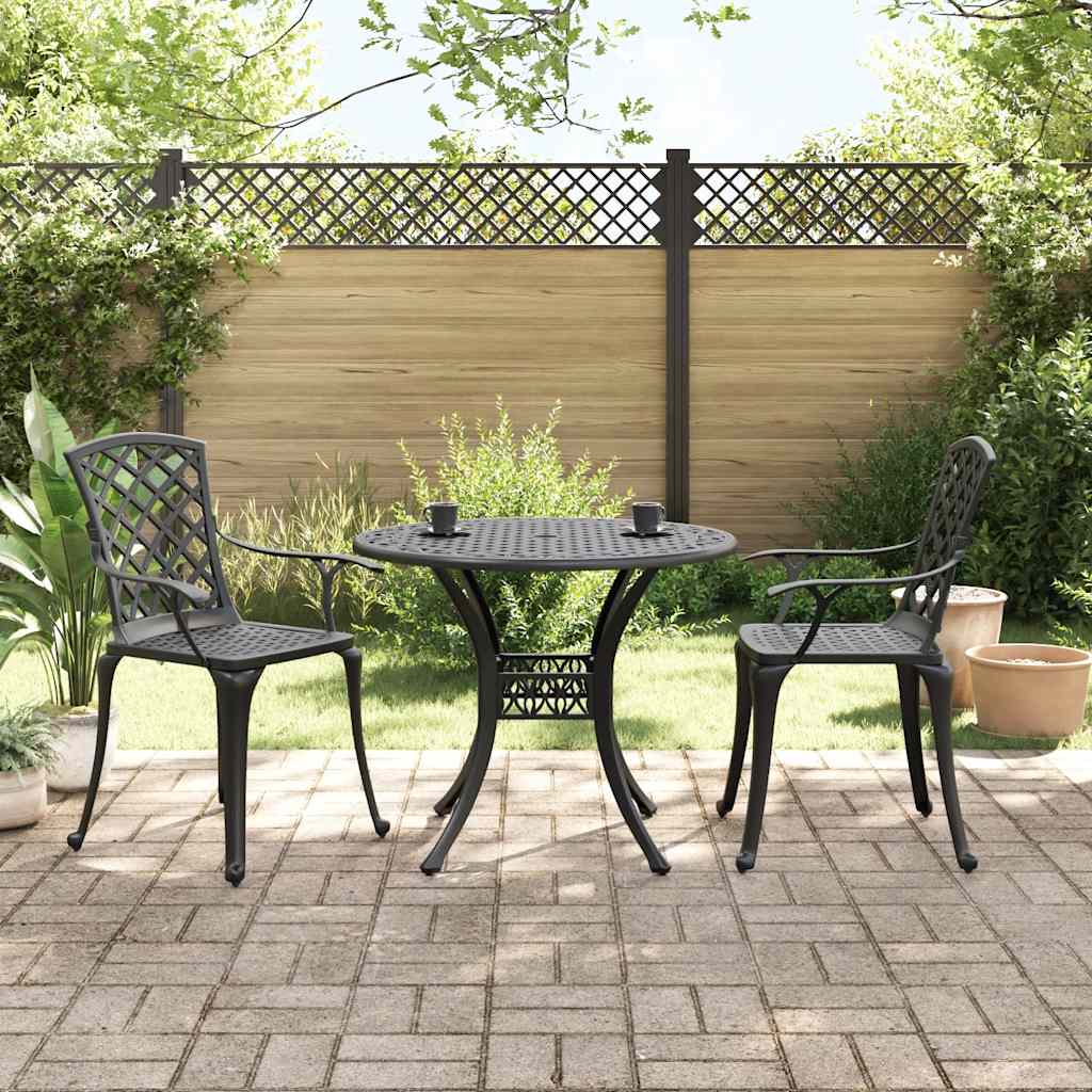 3-dijelni bistro set crni od lijevanog aluminija
