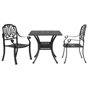 3-dijelni bistro set crni od lijevanog aluminija
