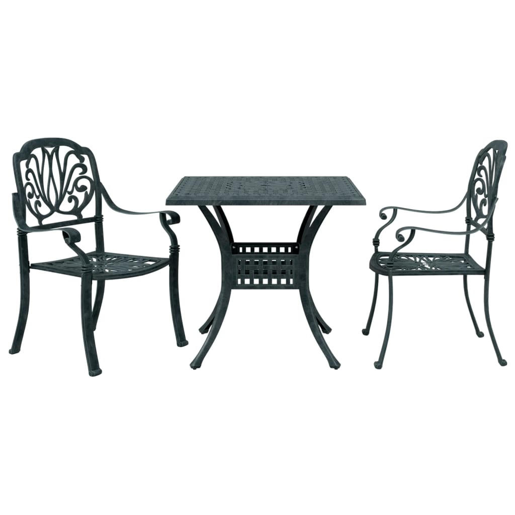 3-dijelni bistro set zeleni od lijevanog aluminija