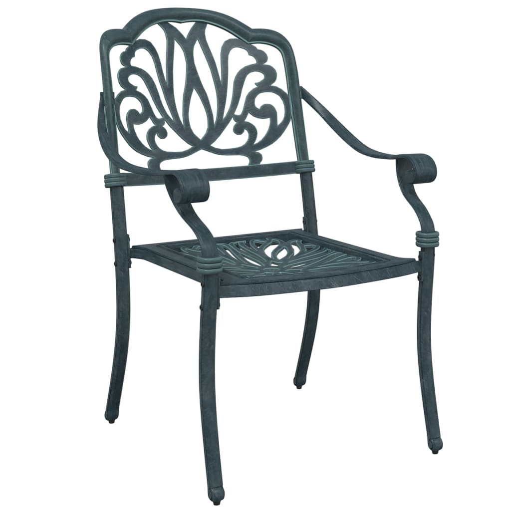 3-dijelni bistro set zeleni od lijevanog aluminija