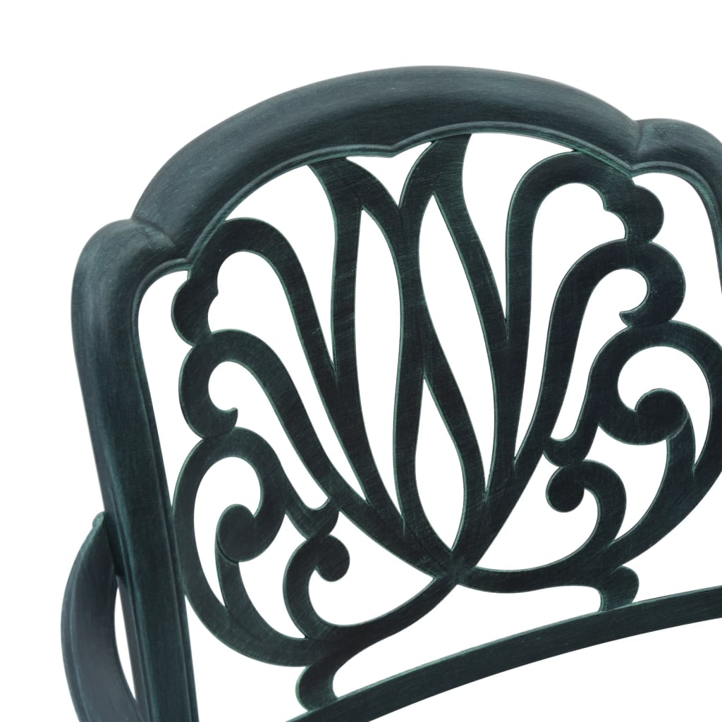 3-dijelni bistro set zeleni od lijevanog aluminija