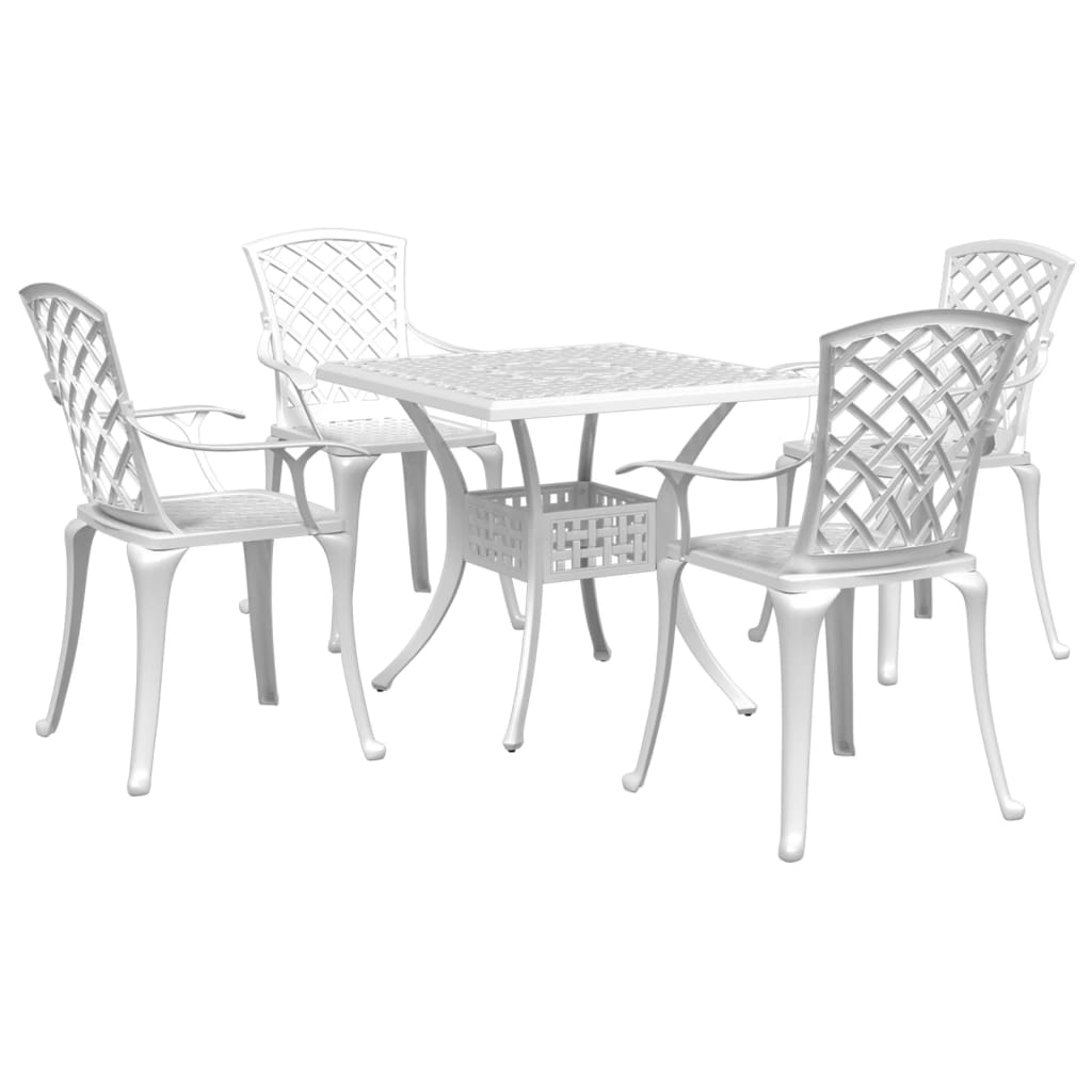 5-dijelni vrtni blagovaonski set bijeli lijevani aluminij