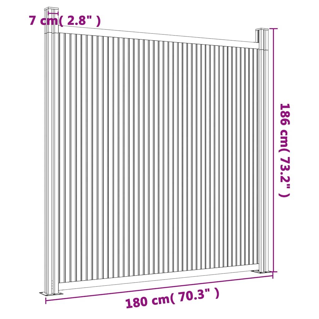 Panel za ogradu WPC sivi 180 x 186 cm