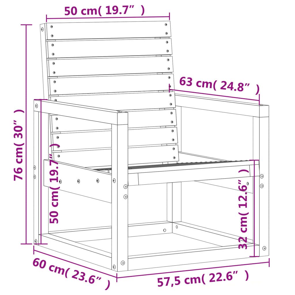 Vrtna stolica 57,5 x 63 x 76 cm od impregnirane borovine