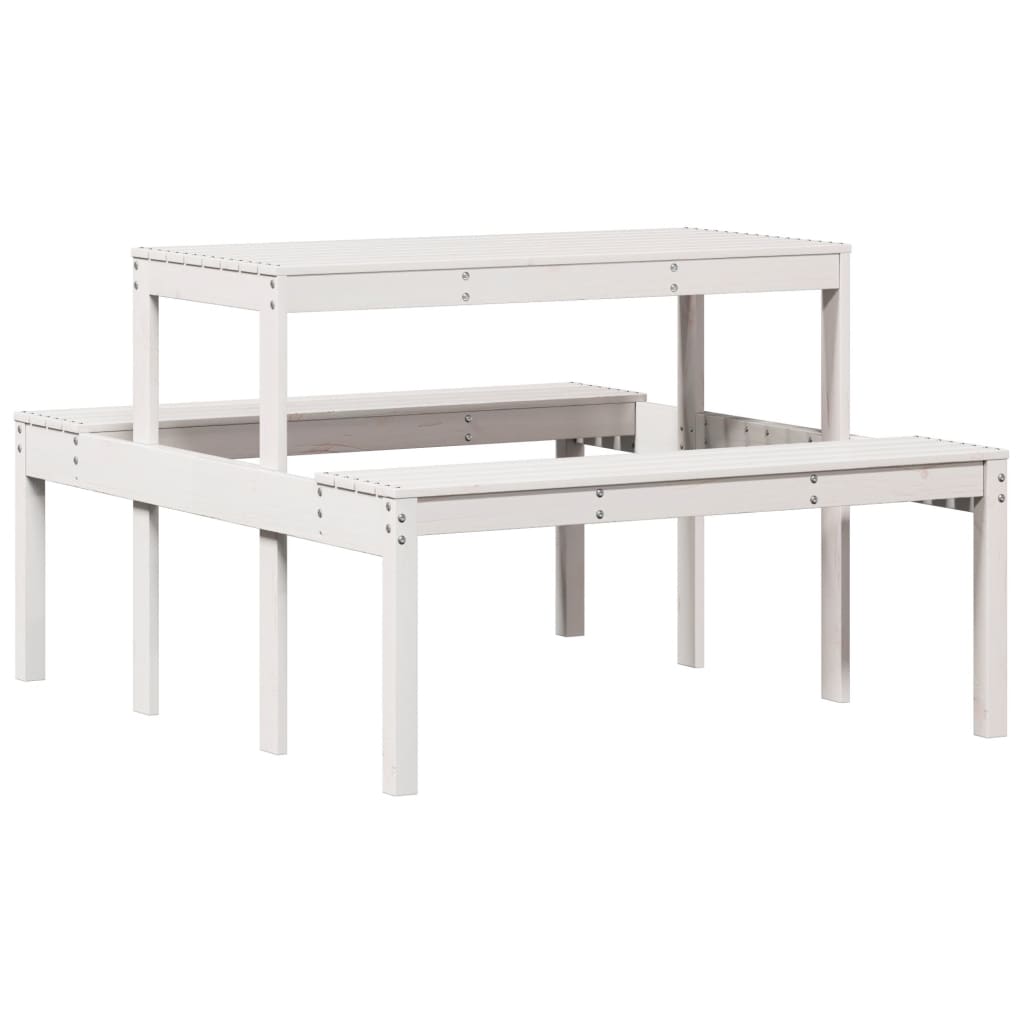 Stol za piknik bijeli 110 x 134 x 75 cm od masivne borovine