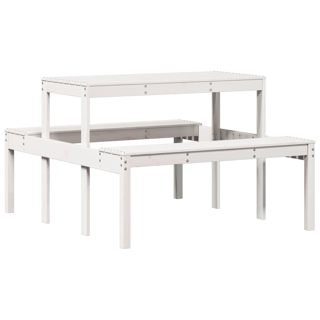 Stol za piknik bijeli 110 x 134 x 75 cm od masivne borovine