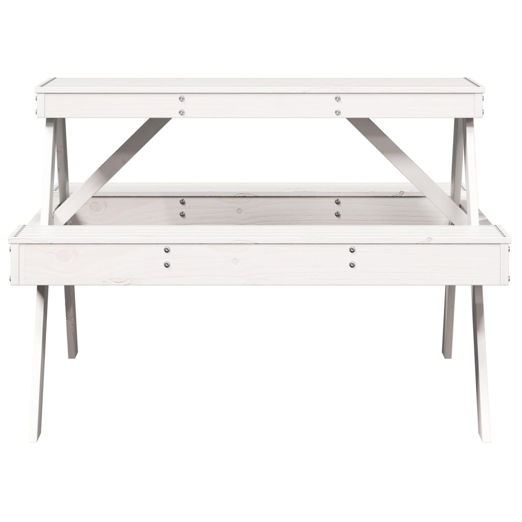 Stol za piknik bijeli 105 x 134 x 75 cm od masivne borovine