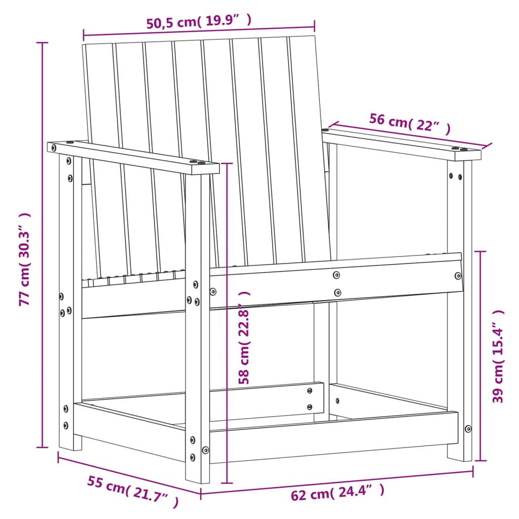 Vrtna stolica 62 x 56 x 77 cm od impregnirane borovine