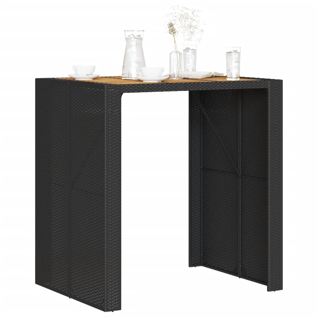 Vrtni barski stol s drvenom pločom crni 105x80x110 cm poliratan