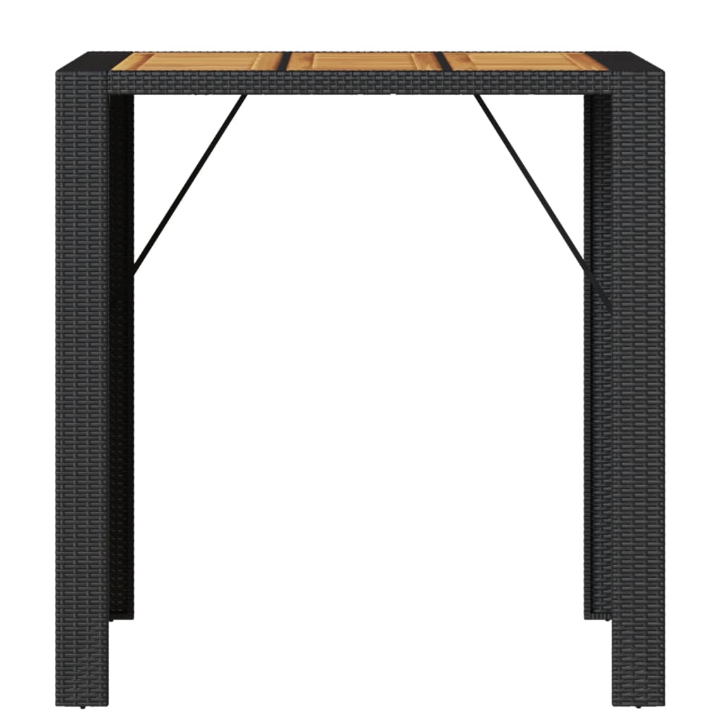 Vrtni barski stol s drvenom pločom crni 105x80x110 cm poliratan
