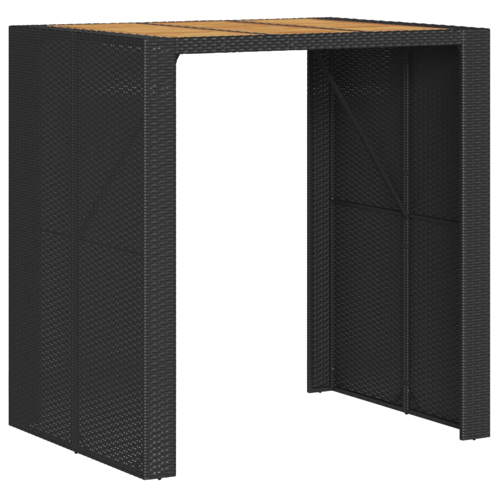 Vrtni barski stol s drvenom pločom crni 105x80x110 cm poliratan