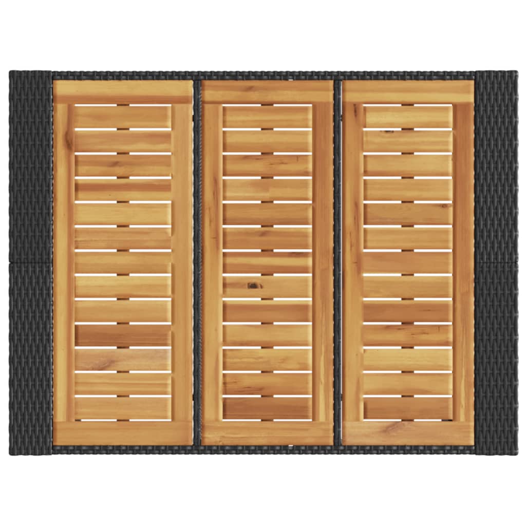 Vrtni barski stol s drvenom pločom crni 105x80x110 cm poliratan