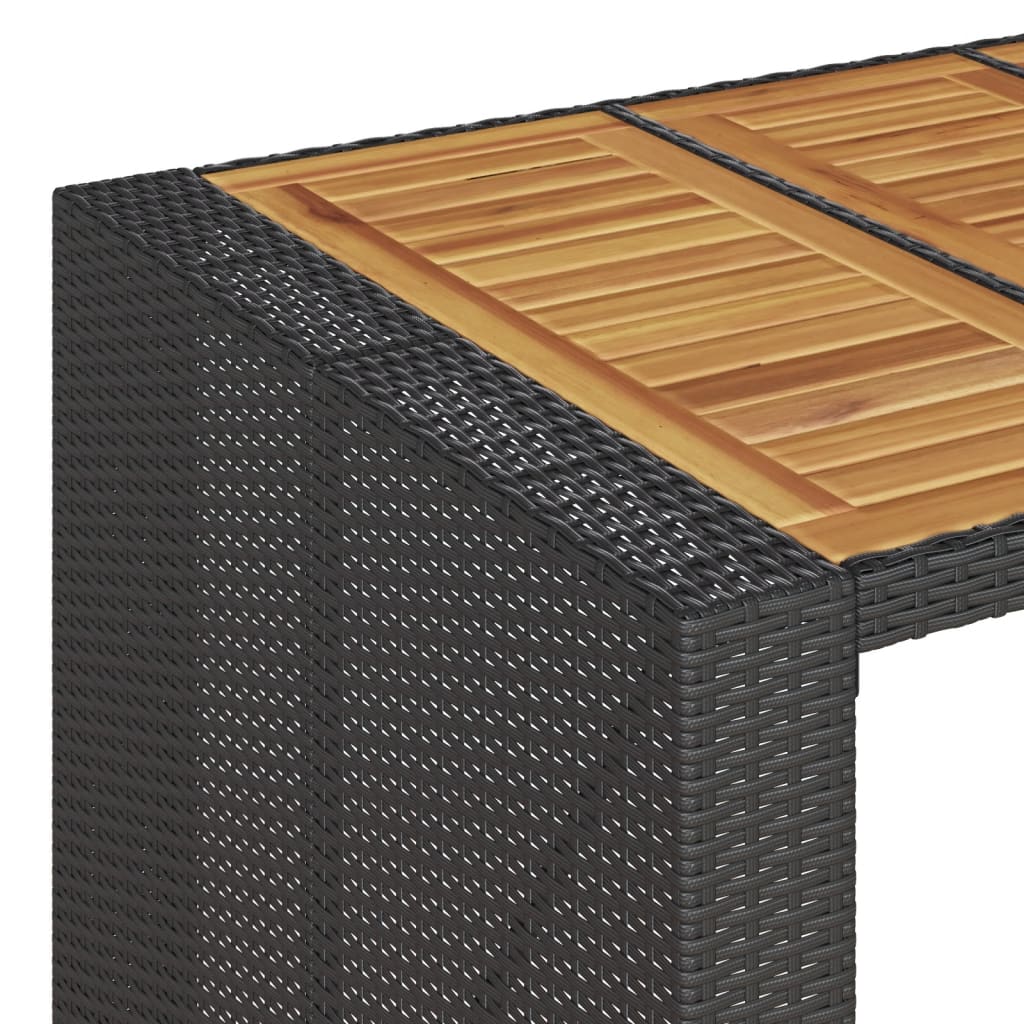 Vrtni barski stol s drvenom pločom crni 105x80x110 cm poliratan
