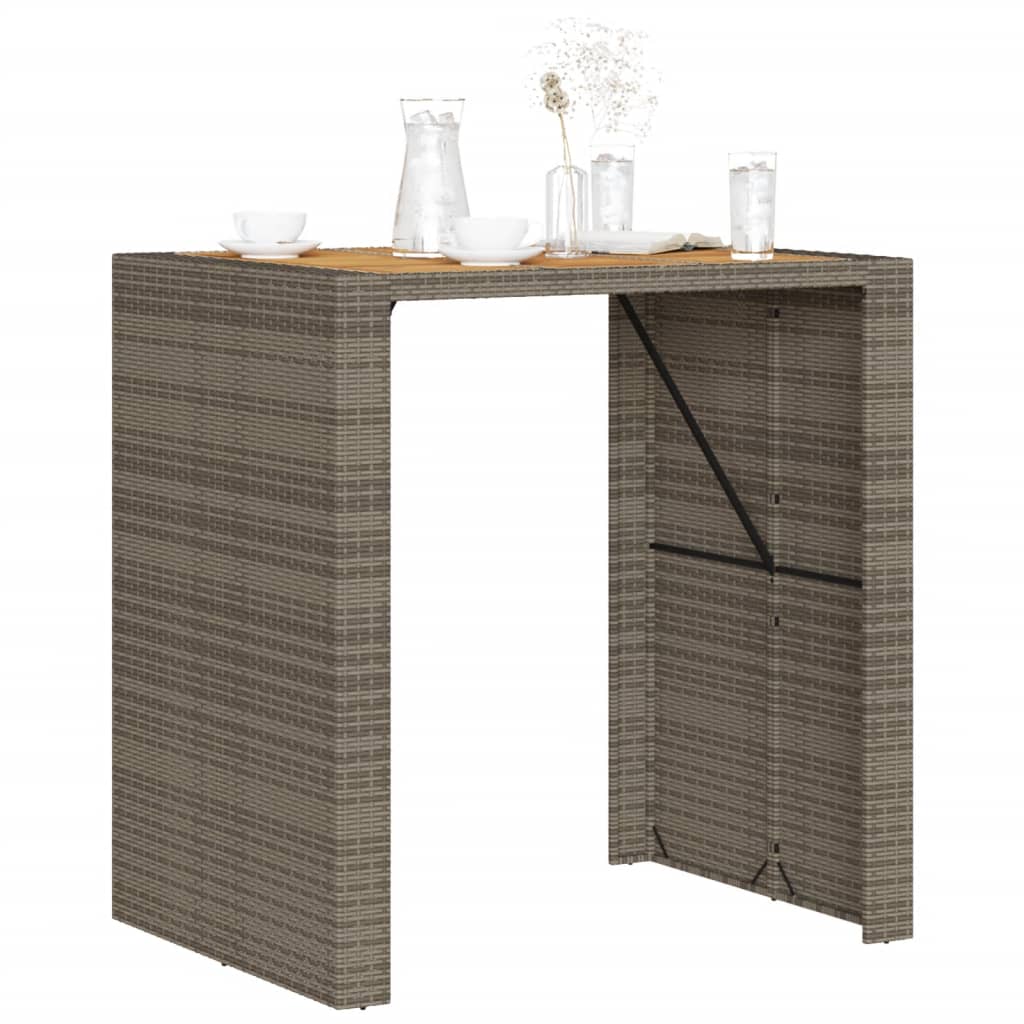 Vrtni barski stol s drvenom pločom sivi 105x80x110 cm poliratan