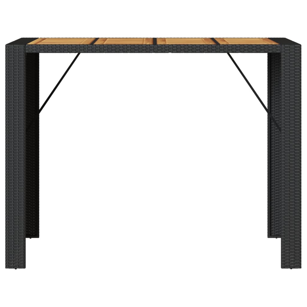 Vrtni barski stol s drvenom pločom crni 145x80x110 cm poliratan