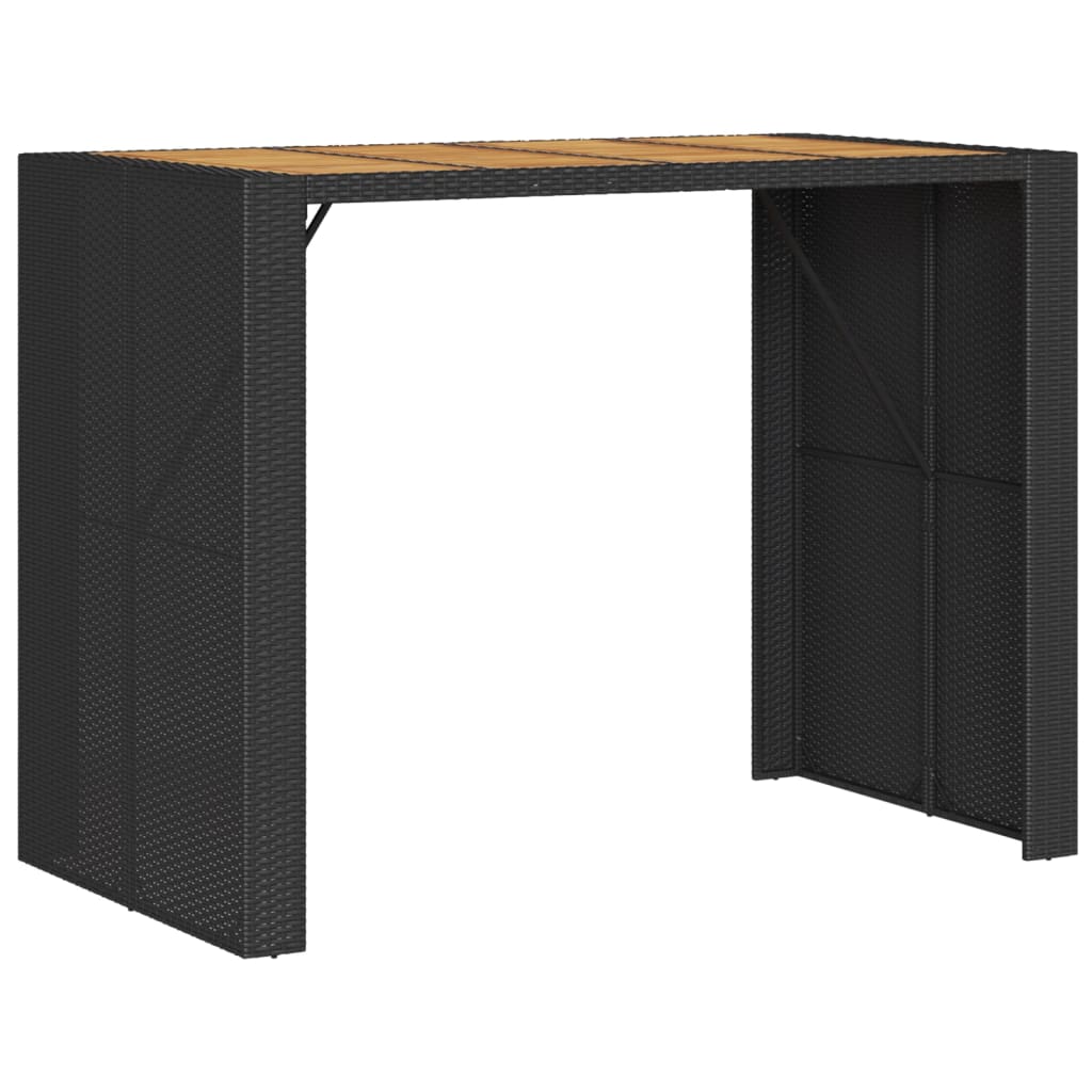 Vrtni barski stol s drvenom pločom crni 145x80x110 cm poliratan