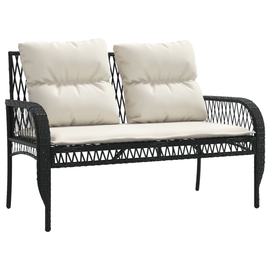 4-dijelni set vrtnih sofa od poliratana s jastucima crni