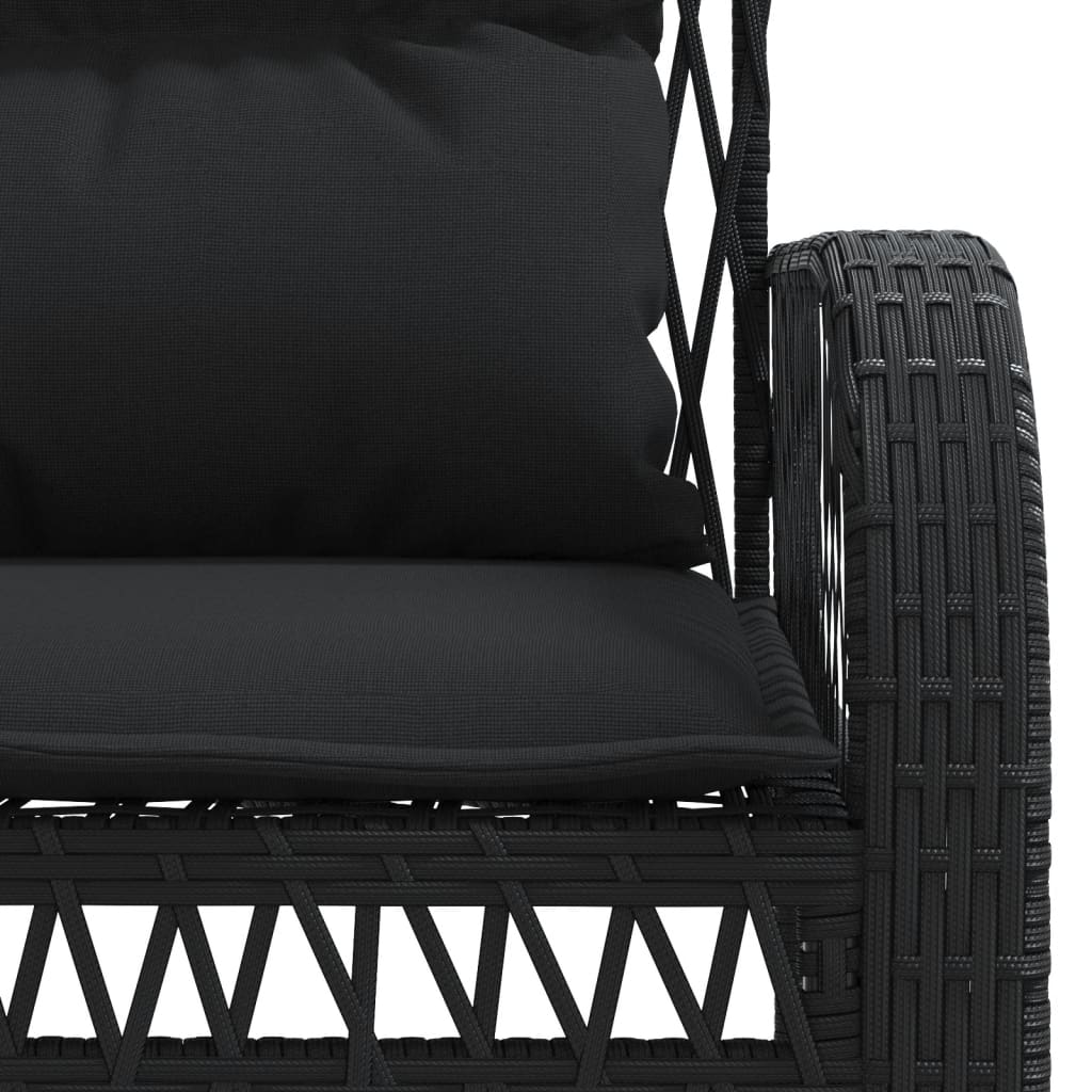 4-dijelni set vrtnih sofa od poliratana s jastucima crni