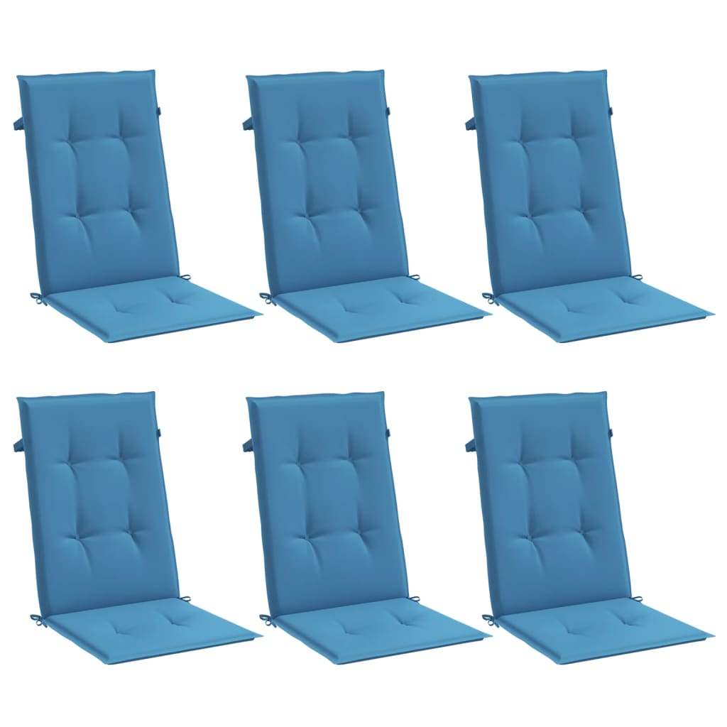 Jastuci za stolice 6 kom prošarano plavi 120x50x4 cm od tkanine