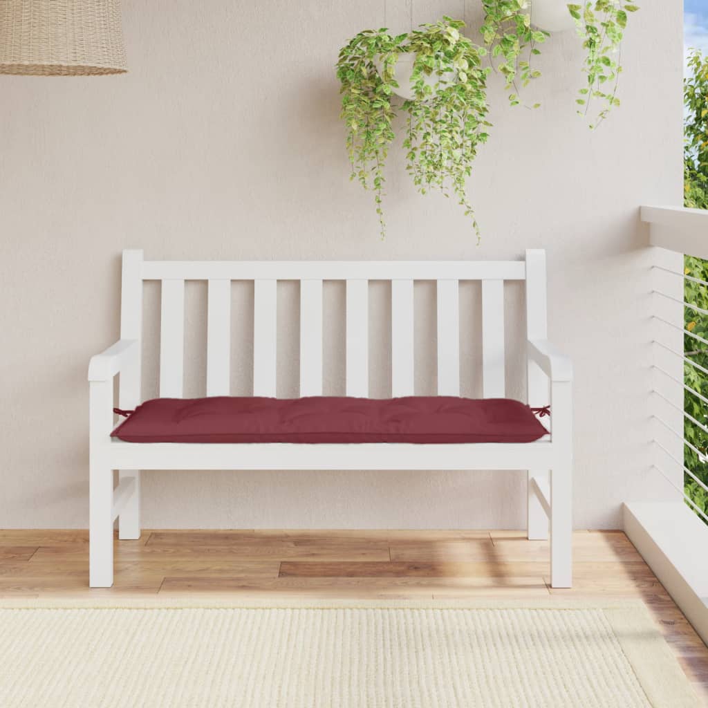 Jastuk za vrtnu klupu crvena boja vina 120x50x7 cm od tkanine